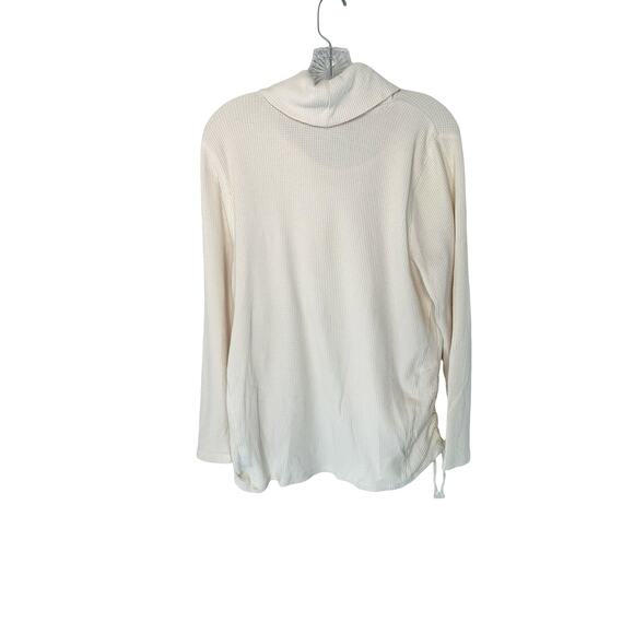 J. Jill Basic Relaxed Casual Ivory Waffle Knit Cowl Neck Long Sleeve Top Size XL - Picture 10 of 13